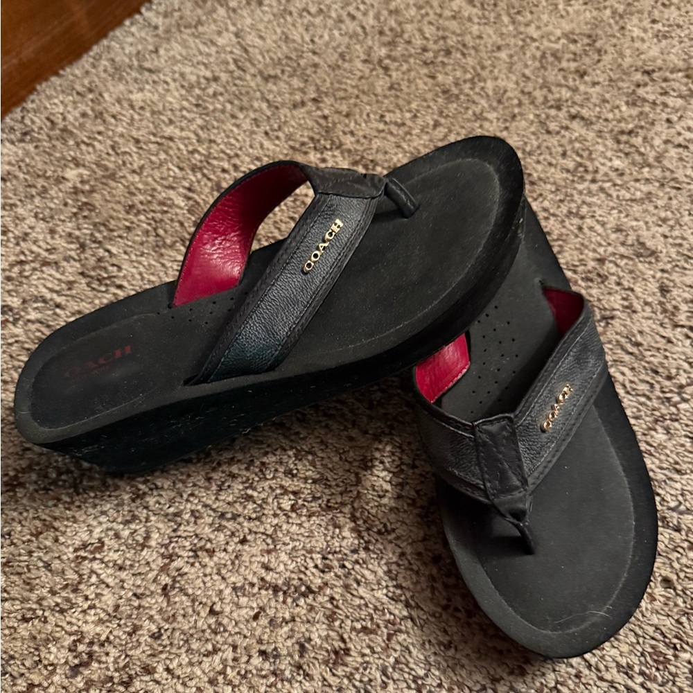 Coach Black and Red Sandals